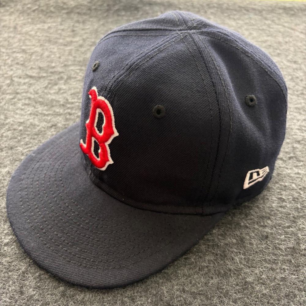 New Era 59FIFTY Boston Red Sox Kids Fitted Hat Navy Blue Size 6 3/8 MLB Cap